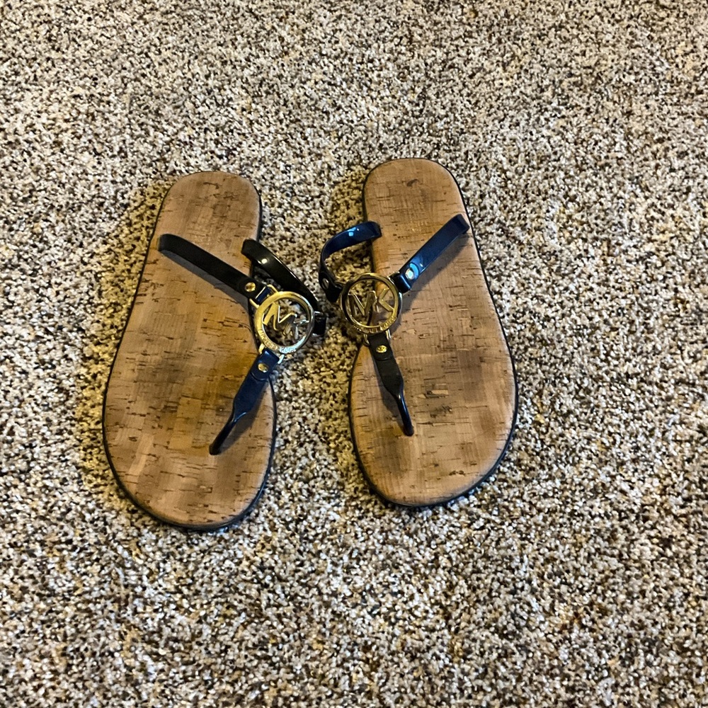 Black and Brown Sandals with Logo